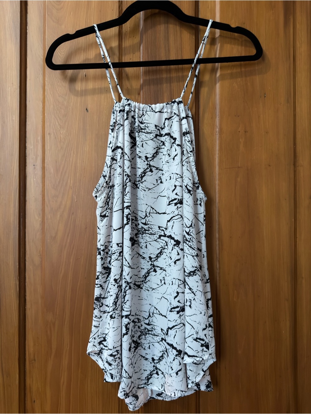 Mod Ref White and Black Marble Print Tank Top